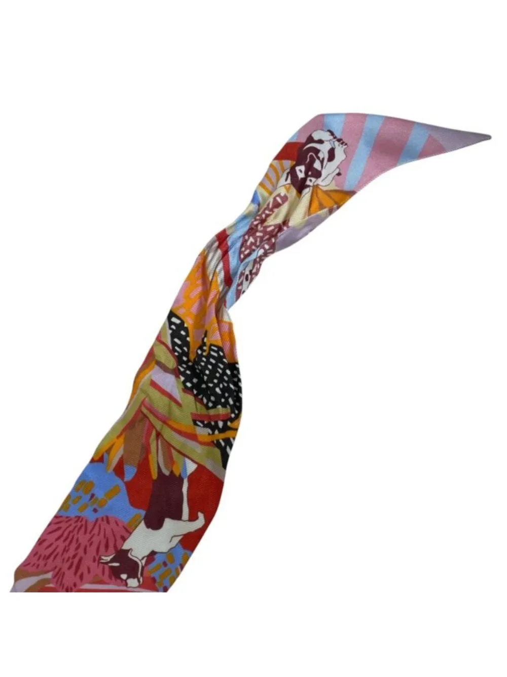 Hermes Scarf Ribbon Twilly en Liberte Silk Pink